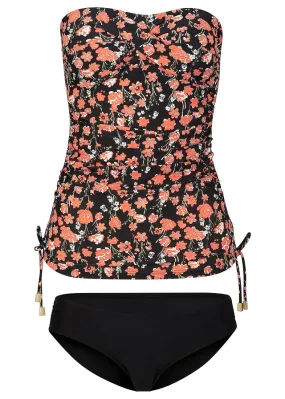 Tankini tipo bandeau (2 piezas) Negro/mandarina